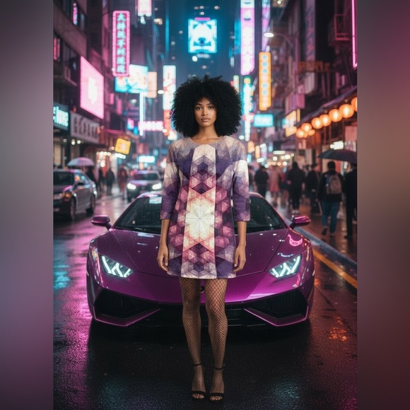 Bar III neoprene geometric dress - Picture 1 of 5